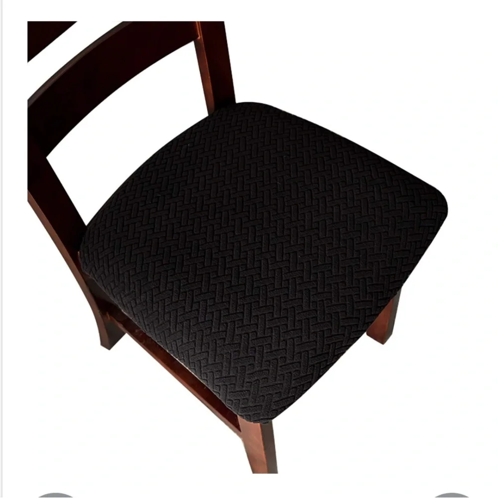 Black Patterned Chair Seat Covers-Pack of 6